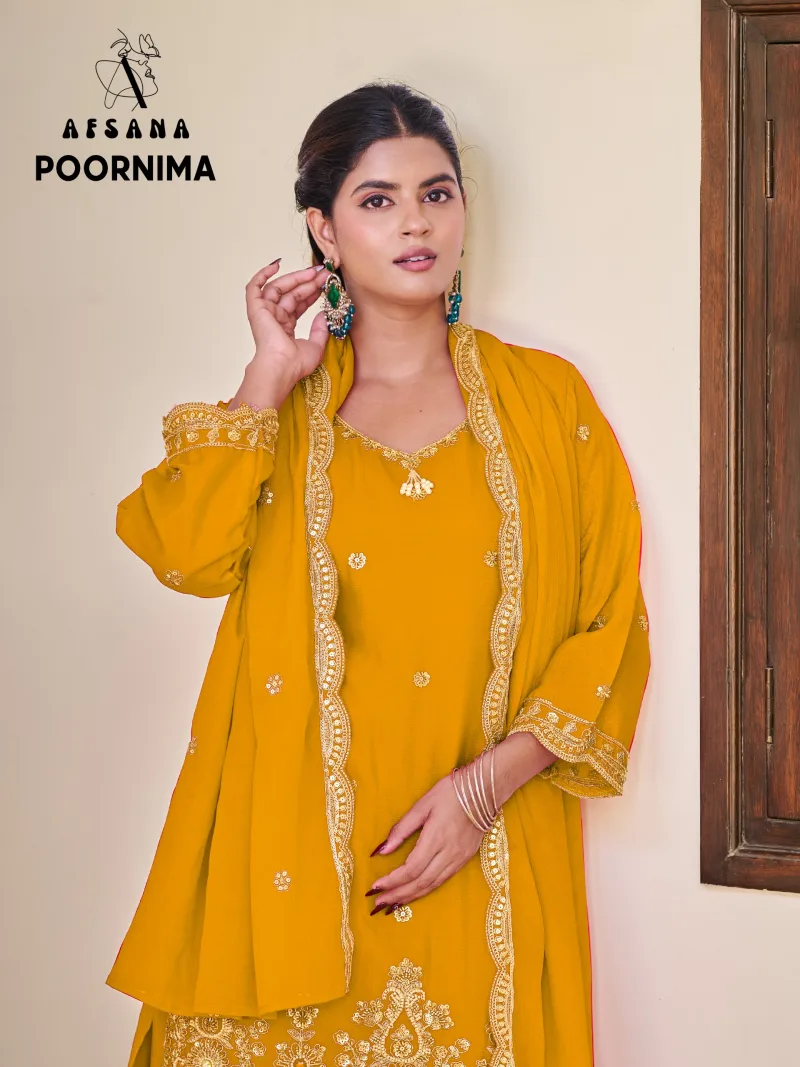 Poornima By Afsana Chinon Beads Work Readymade Salwar Kameez 